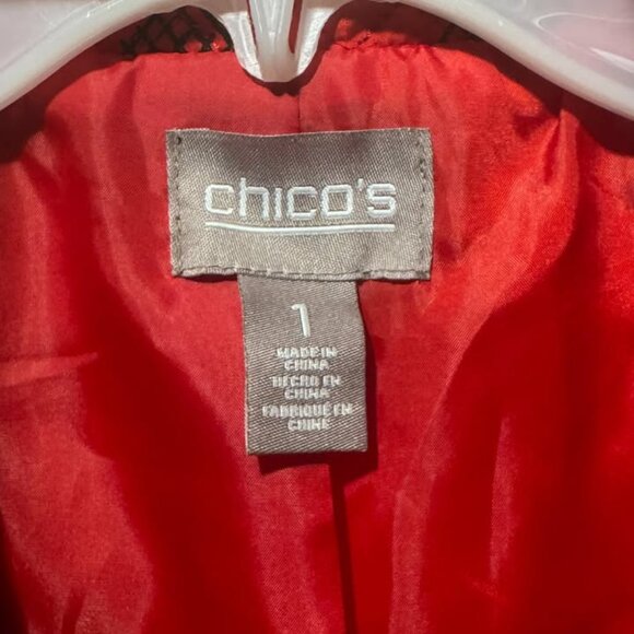 Chicos Quilted Vest Size Small Red Collared Full Zip Pockets - Picture 2 of 2